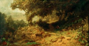 Forest Landscape (Resting Children at the Fountain) by Carl Spitzweg